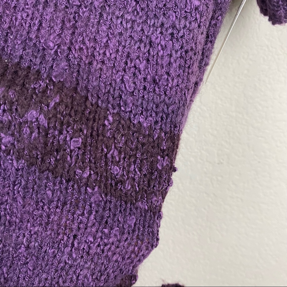 CATO Purple Oversized Cowl Neck Fringe Sweater LARGE Belted Tunic Boho Chic F85 - Picture 7 of 14